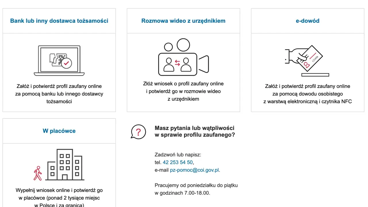 Dowiedz się, jak przedłużyć profil zaufany online przez bank, wideorozmowę, e-dowód lub w placówce.