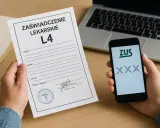 Ręce trzymają zaświadczenie lekarskie L4 i telefon z aplikacją ZUS. To dobry powód na zwolnienie lekarskie.