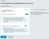 Ustawienia bezpieczeństwa skrzynki e-mail: uwierzytelnianie dwuskładnikowe (2FA) aktywne. Chroni konto lepiej niż sam login i hasło.