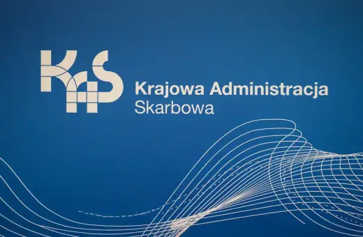 Logo KAS - Krajowa Administracja Skarbowa. To instytucja, która zajmuje się podatkami.