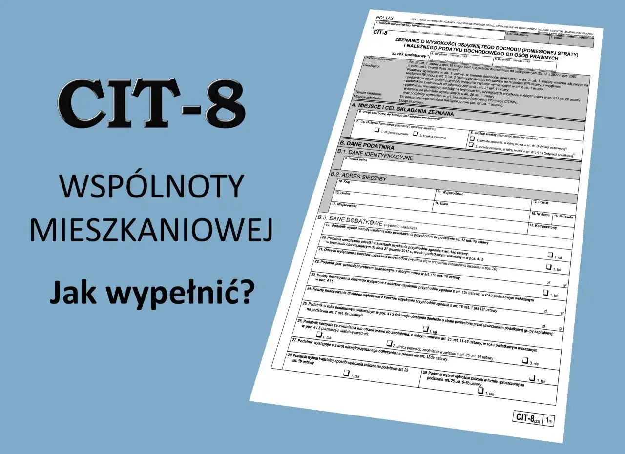 Formularz CIT-8 dla wspólnot mieszkaniowych. Wypełnij go, podając dane identyfikacyjne i adresowe, aby rozliczyć dochody.